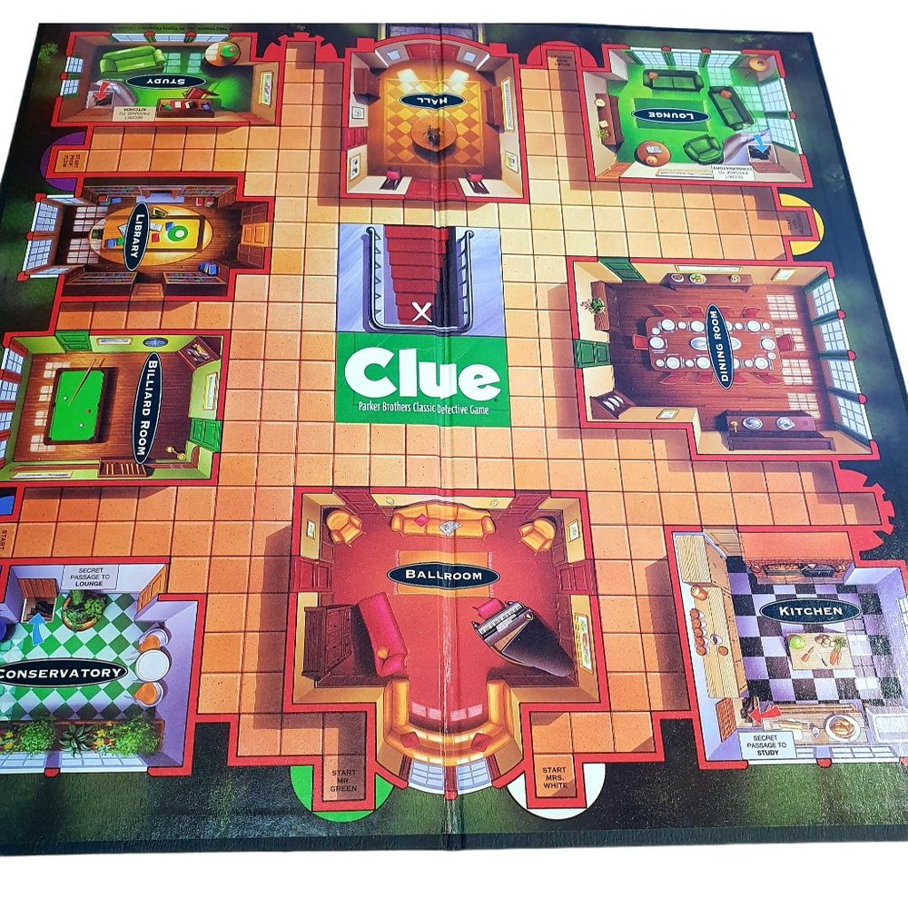 Vintage 1998 CLUE Board Game Parker Brothers Replacement Board ONLY